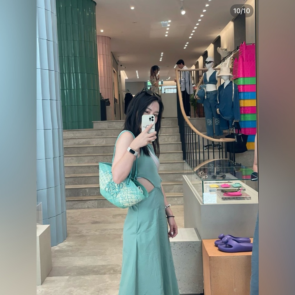 Zara Mint color cotton dress with cut out